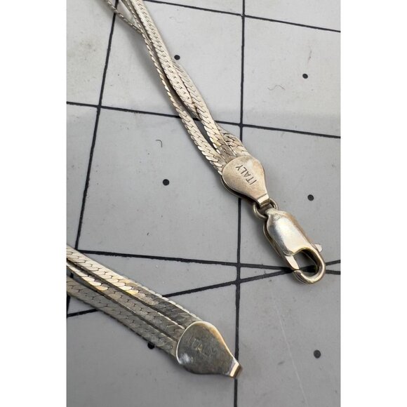 Sterling Silver Multi Strand Herringbone .925 Vintage Necklace Chain 30" - Picture 7 of 8